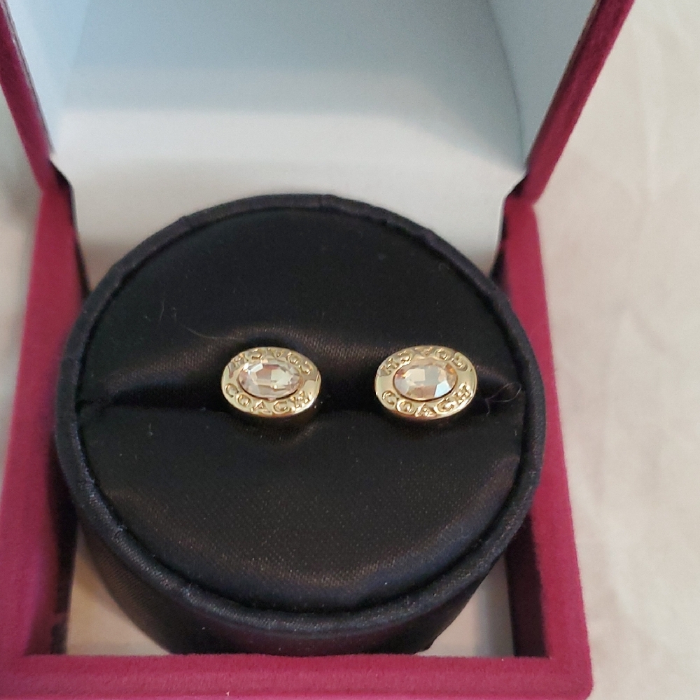 Coach Gold Crystal Stud Earrings